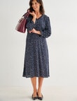 Ella J Lace Trim Dress, Navy & Ivory Spot product photo View 03 S