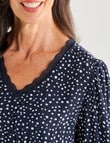 Ella J Lace Trim Dress, Navy & Ivory Spot product photo View 04 S
