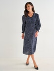 Ella J Lace Trim Dress, Navy & Ivory Spot product photo View 06 S