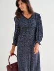Ella J Lace Trim Dress, Navy & Ivory Spot product photo View 07 S