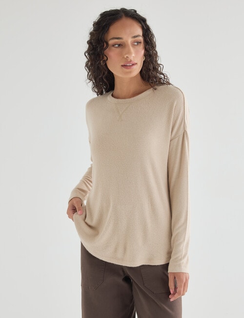 Zest Supersoft Brushed Crew Tee, Natural product photo