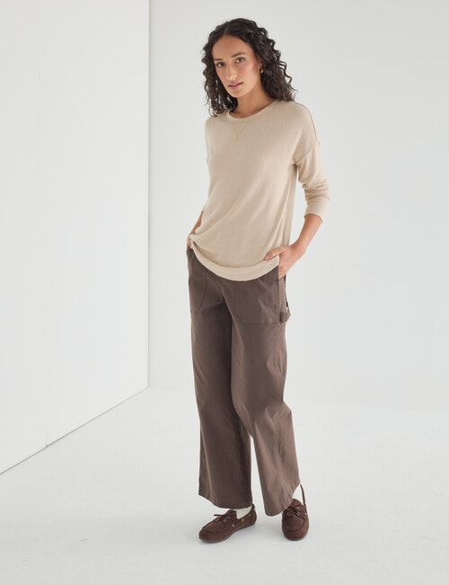 Zest Supersoft Brushed Crew Tee, Natural product photo View 03 L