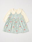 Teeny Weeny Butterflies & Bows Cord Pinny & Tee Set, 2-Piece, Green & Cream product photo