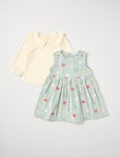 Teeny Weeny Butterflies & Bows Cord Pinny & Tee Set, 2-Piece, Green & Cream product photo View 04 S