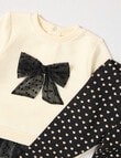 Teeny Weeny Butterflies & Bows Fleece Sweatshirt & Legging Set, 2-Piece, Cream & Black product photo View 02 S