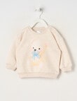 Teeny Weeny Butterflies and Bows Play Time Fleece Teddy Sweatshirt, Oat Marle product photo