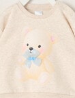 Teeny Weeny Butterflies and Bows Play Time Fleece Teddy Sweatshirt, Oat Marle product photo View 02 S