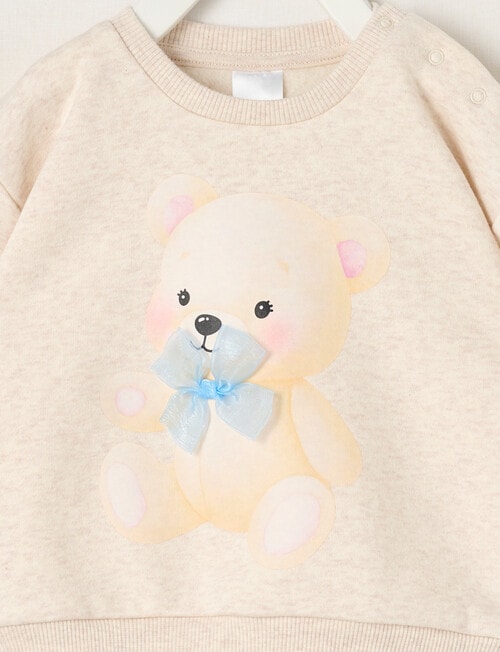 Teeny Weeny Butterflies and Bows Play Time Fleece Teddy Sweatshirt, Oat Marle product photo View 02 L