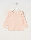 Teeny Weeny Butterflies and Bows Play Time Long-Sleeve Bow Pointelle Tee, Pink product photo