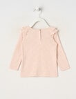 Teeny Weeny Butterflies and Bows Play Time Long-Sleeve Bow Pointelle Tee, Pink product photo View 02 S