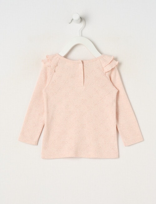 Teeny Weeny Butterflies and Bows Play Time Long-Sleeve Bow Pointelle Tee, Pink product photo View 02 L