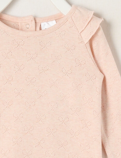 Teeny Weeny Butterflies and Bows Play Time Long-Sleeve Bow Pointelle Tee, Pink product photo View 03 L