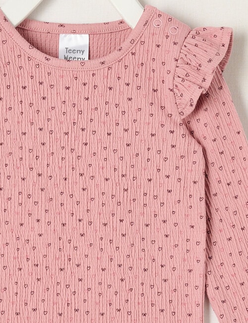 Teeny Weeny Butterflies and Bows Play Time Long-Sleeve Crinkle Tee, Pink product photo View 02 L