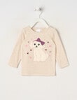Teeny Weeny Butterflies and Bows Play Time Long-Sleeve Puppy Tee, Beige product photo