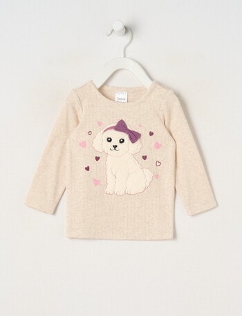 Teeny Weeny Butterflies and Bows Play Time Long-Sleeve Puppy Tee, Beige product photo