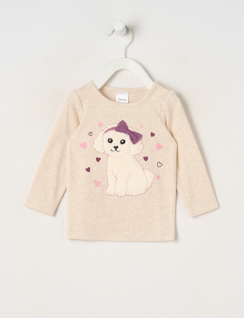 Teeny Weeny Butterflies and Bows Play Time Long-Sleeve Puppy Tee, Beige product photo