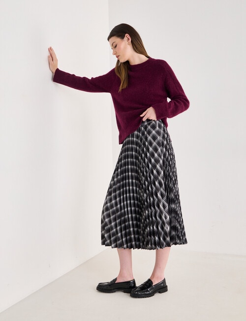 Jigsaw Gita Pleated Midi Skirt, Check product photo View 03 L
