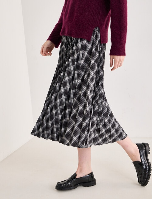 Jigsaw Gita Pleated Midi Skirt, Check product photo View 04 L