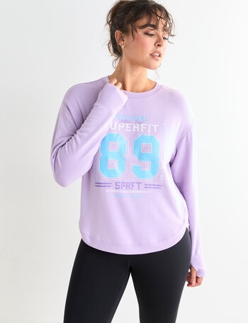 Superfit Scoop Hem Print Sweatshirt, Lavender product photo
