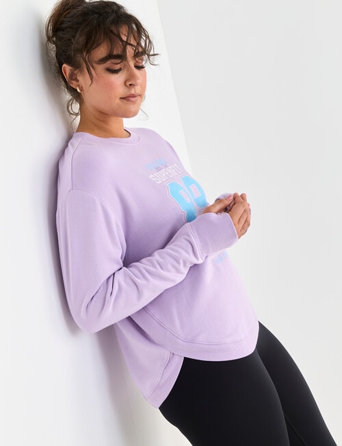 Superfit Scoop Hem Print Sweatshirt, Lavender product photo View 06 L