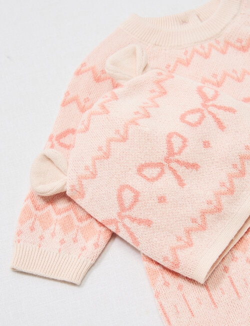 Little Bundle Pink Flower Knit All In One, Pink product photo View 02 L
