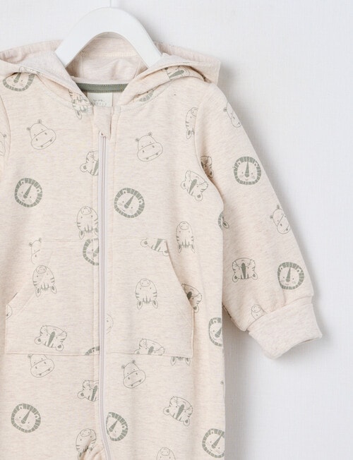 Little Bundle Safari Friends Fleece All-in-One, Beige product photo View 02 L