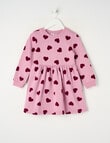 Mac & Ellie Hearts Long Sleeve Fleece Dress, Mauve product photo