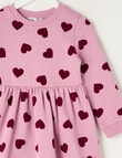 Mac & Ellie Hearts Long Sleeve Fleece Dress, Mauve product photo View 02 S