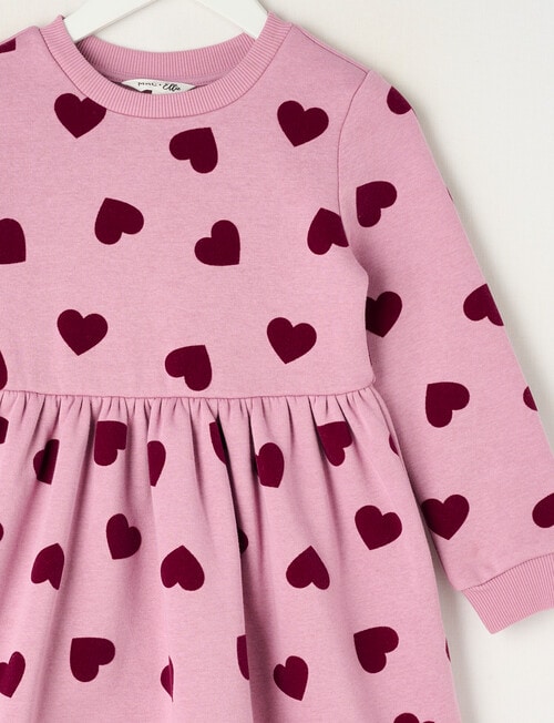 Mac & Ellie Hearts Long Sleeve Fleece Dress, Mauve product photo View 02 L