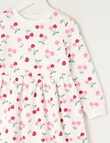 Mac & Ellie Cherries Long Sleeve Fleece Dress, Vanilla product photo View 02 S