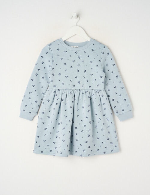 Mac & Ellie Ditsy Floral Long Sleeve Fleece Dress, Light Blue product photo
