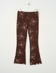 Mac & Ellie Bows Flare Rib Fleece Leggings, Chocolate product photo