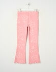 Mac & Ellie Flowers Flare Rib Fleece Leggings, Blush product photo