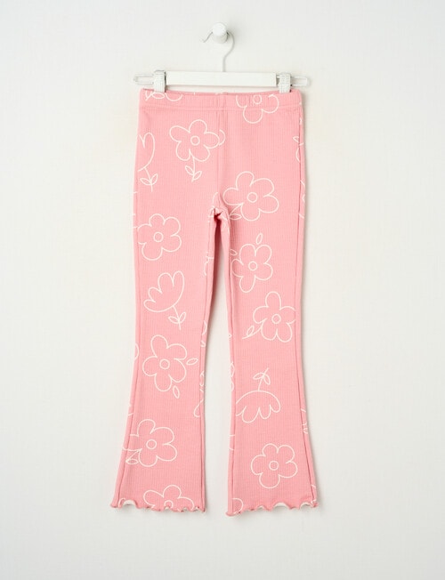 Mac & Ellie Flowers Flare Rib Fleece Leggings, Blush product photo