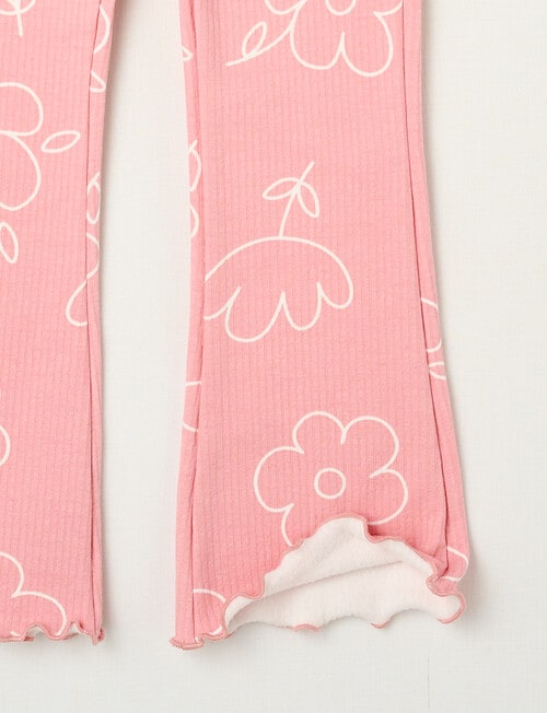 Mac & Ellie Flowers Flare Rib Fleece Leggings, Blush product photo View 02 L