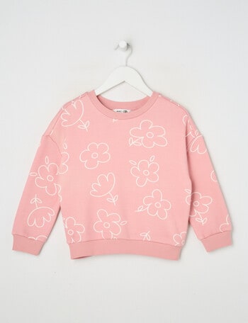 Mac & Ellie Flowers Crew Neck Sweatshirt, Blush product photo