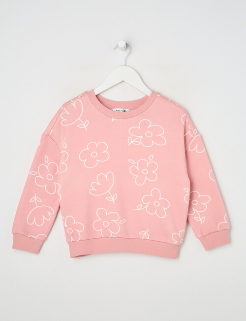 Mac & Ellie Flowers Crew Neck Sweatshirt, Blush product photo