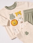 Little Bundle Safari Friends Knit Moss Set, 3-Piece, Cream & Green product photo View 02 S