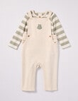 Little Bundle Safari Friends Knit Overall Set, 2-Piece, Cream & Green product photo