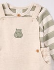 Little Bundle Safari Friends Knit Overall Set, 2-Piece, Cream & Green product photo View 02 S