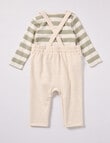 Little Bundle Safari Friends Knit Overall Set, 2-Piece, Cream & Green product photo View 03 S