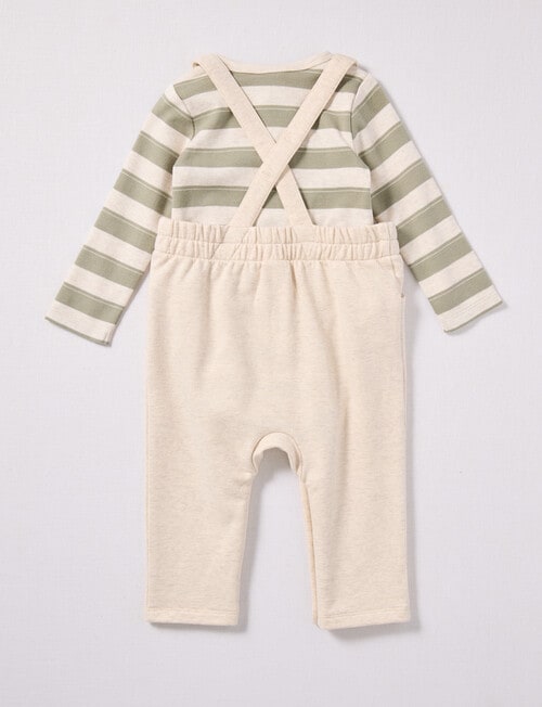 Little Bundle Safari Friends Knit Overall Set, 2-Piece, Cream & Green product photo View 03 L