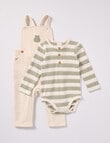 Little Bundle Safari Friends Knit Overall Set, 2-Piece, Cream & Green product photo View 04 S