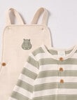 Little Bundle Safari Friends Knit Overall Set, 2-Piece, Cream & Green product photo View 05 S