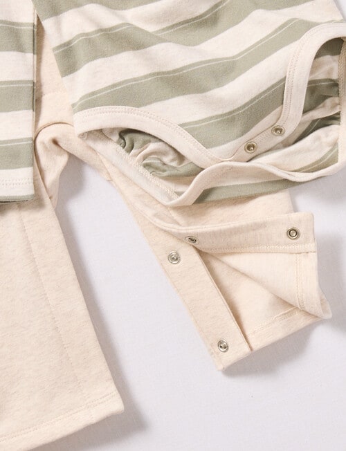 Little Bundle Safari Friends Knit Overall Set, 2-Piece, Cream & Green product photo View 06 L