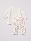 Little Bundle Pink Flowe Woven Set, 2-Piece, White & Pink product photo