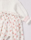 Little Bundle Pink Flowe Woven Set, 2-Piece, White & Pink product photo View 02 S