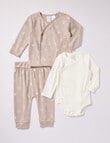Little Bundle Scotty Dog Knit Set, 3-Piece, White & Brown product photo