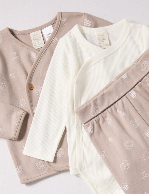 Little Bundle Scotty Dog Knit Set, 3-Piece, White & Brown product photo View 02 L