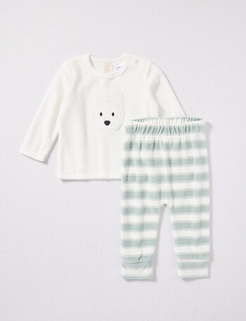 Little Bundle Scotty Dog Velour Set, 2-Piece,White & Green product photo